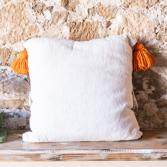 Decorative Throw Pillow with Handmade Tassels