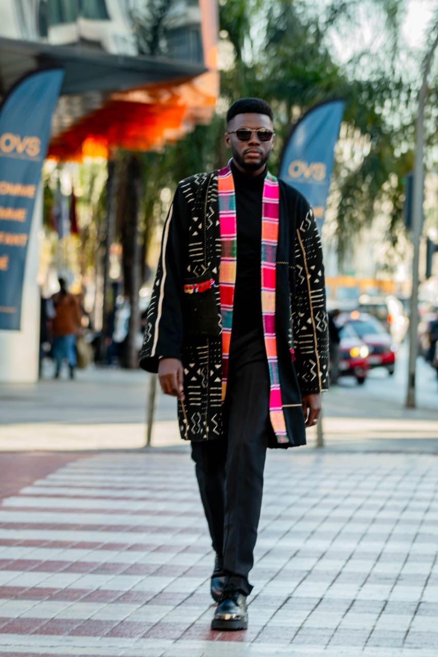 Unisex up-cycled Overcoat with back embroidery panels