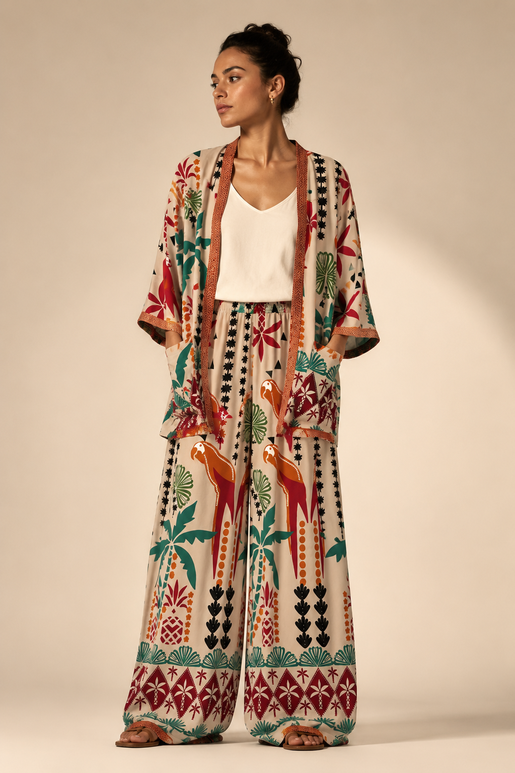 Lightweight Stretch Crepe Printed Robe