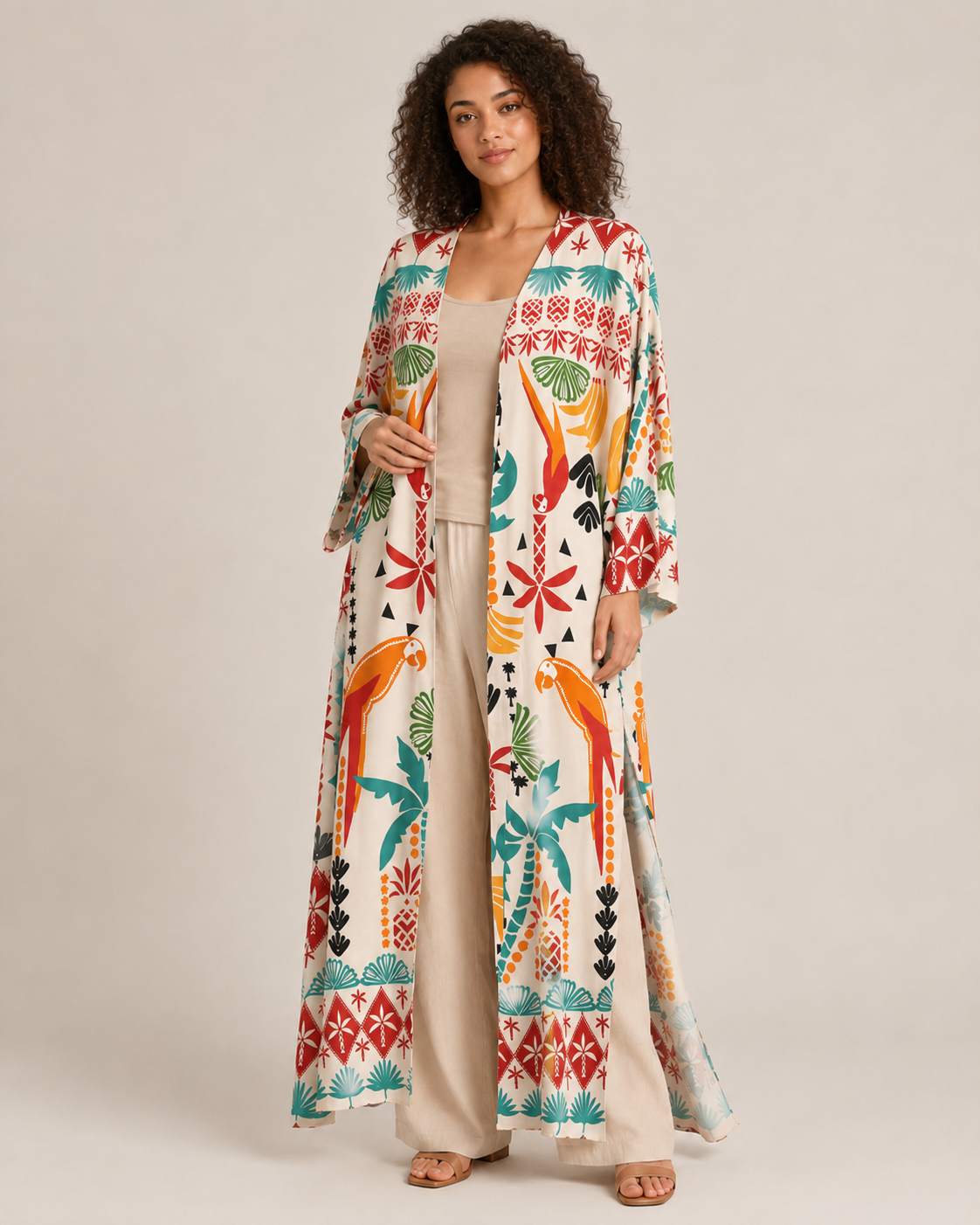 Signature Kaftan Inspired Printed Kimono Robe