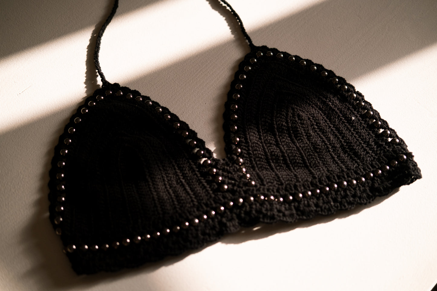 Cotton Crochet Crop Halter Top With Metal Details