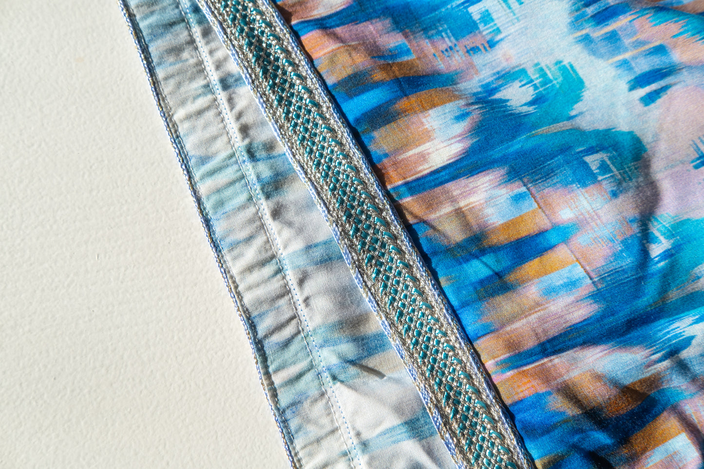 Flowing Cotton Printed Pant with Lurex Trim