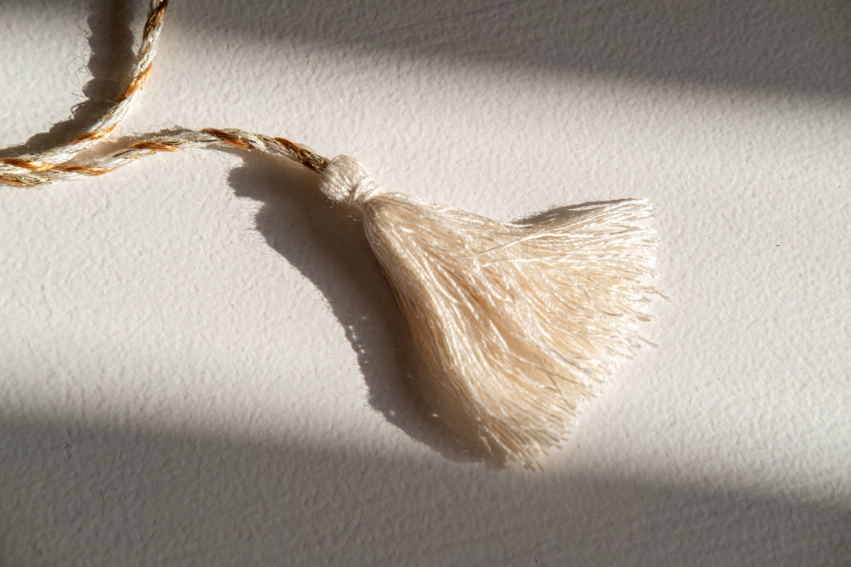 Cotton Chanel Inspired Crop Halter Top With Lurex Trim & Tassels