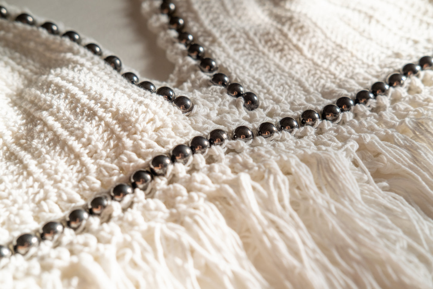 Cotton Crochet Crop Halter Top With Metal Details
