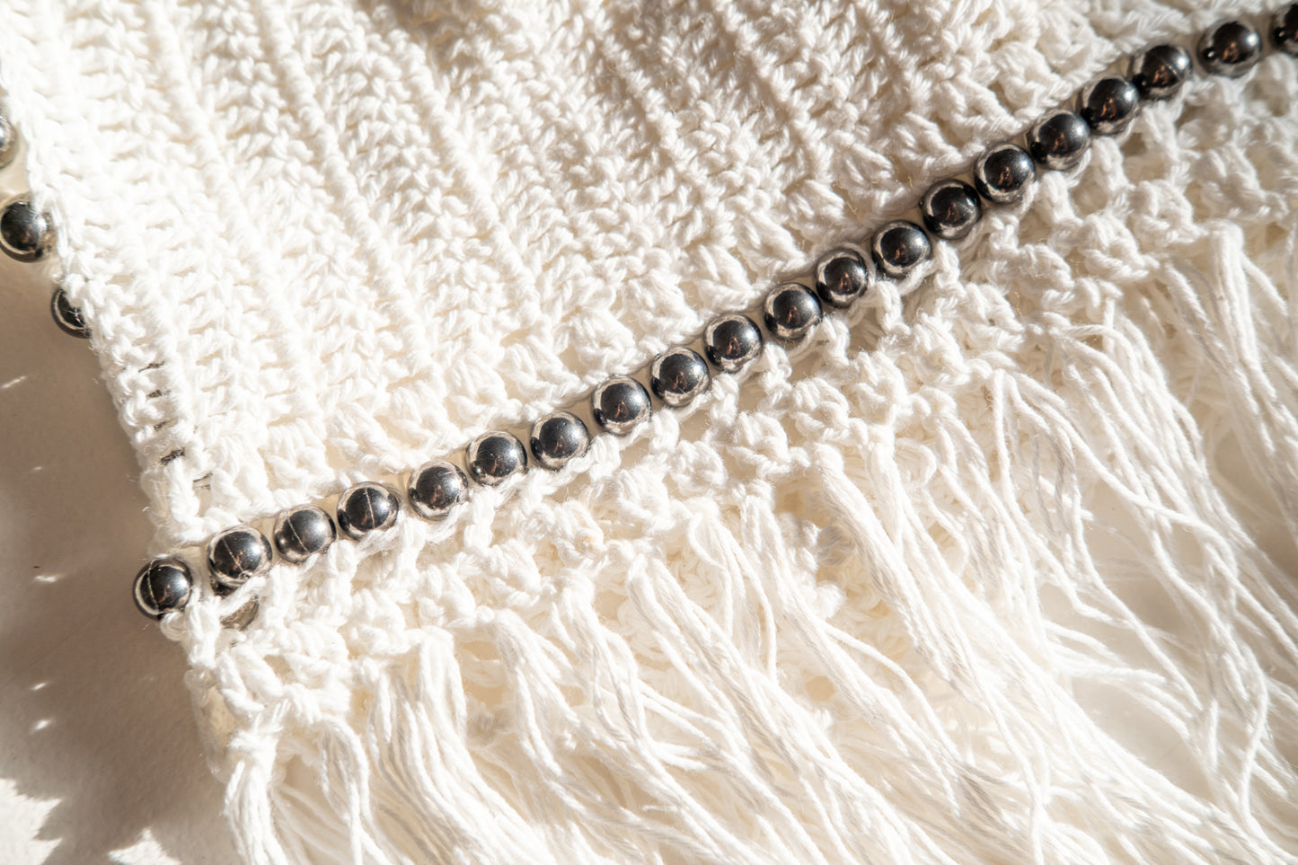 Cotton Crochet Crop Halter Top With Metal Details