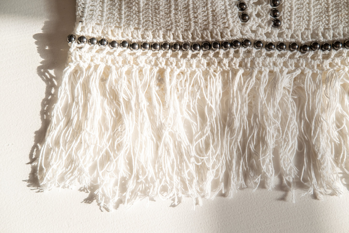Cotton Crochet Crop Halter Top With Metal Details