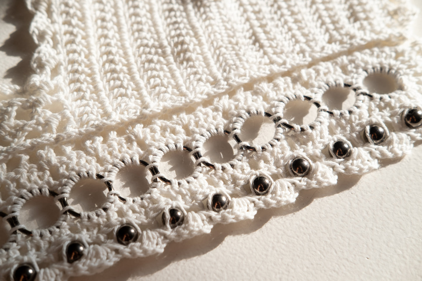 Cotton Crochet Crop Halter Top With Metal Details