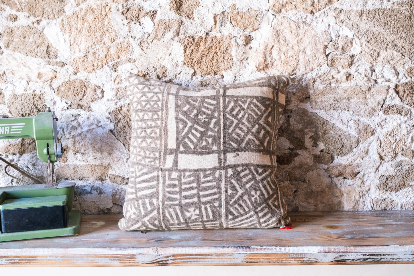 Handprinted Authentic African Textile Throw Pillow Cover
