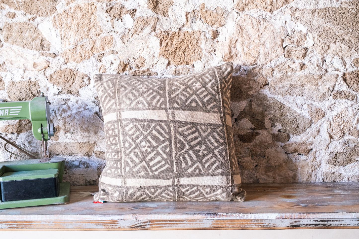 Handprinted Authentic African Textile Throw Pillow Cover