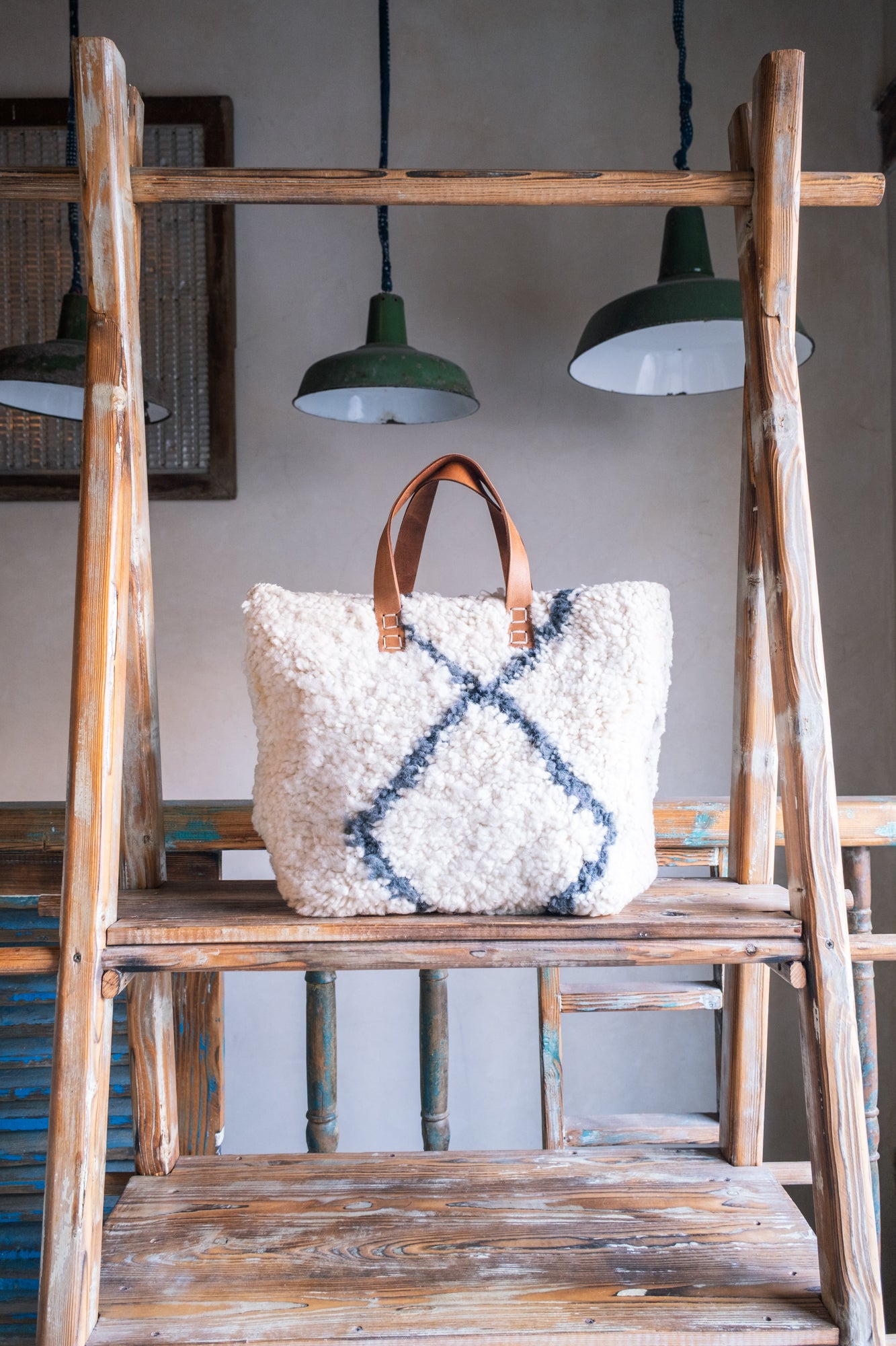 Leather & Beni Ouarain Rug Bag with Leather Straps