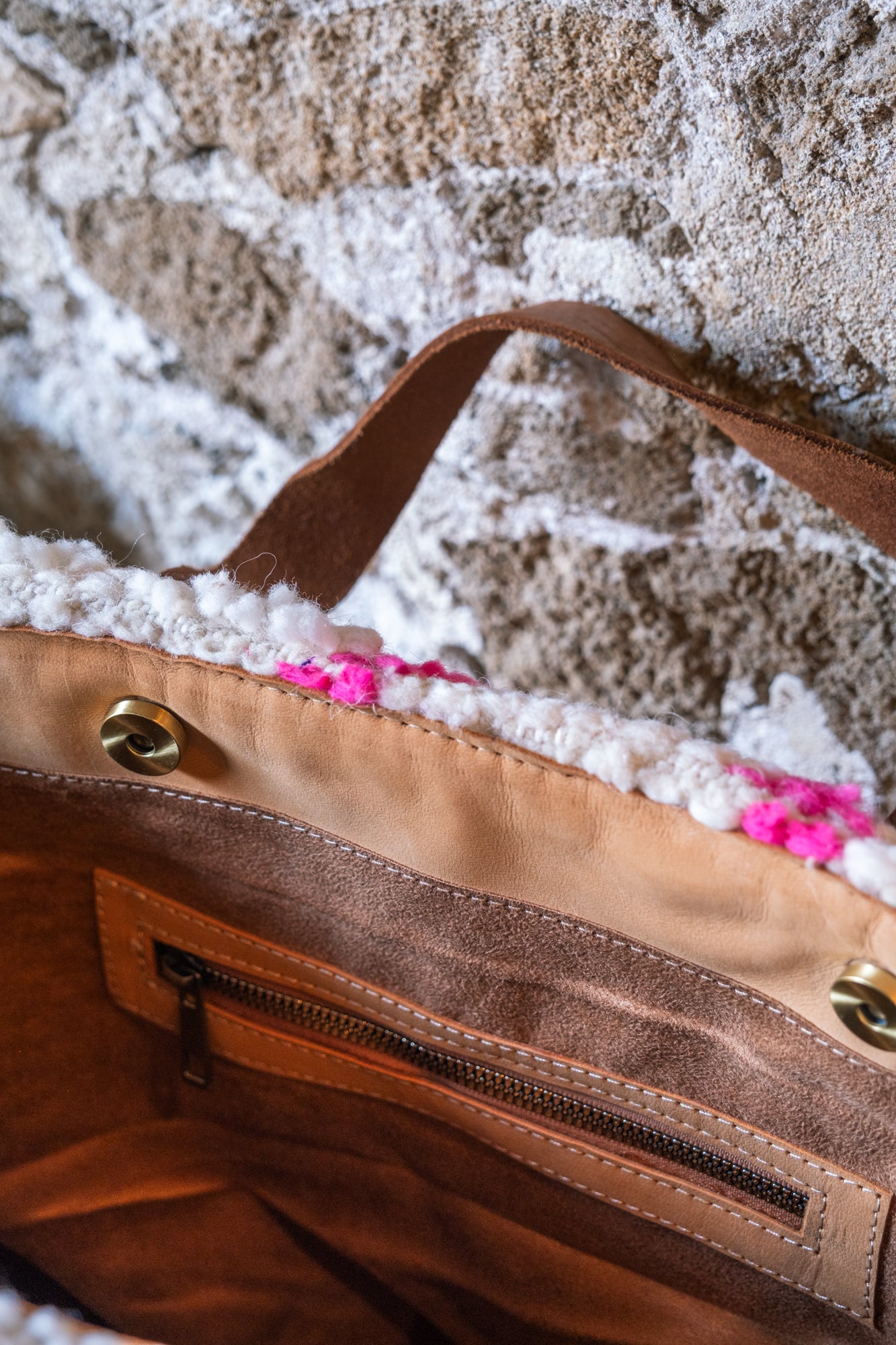Leather & Beni Ouarain Rug Bag with Leather Straps