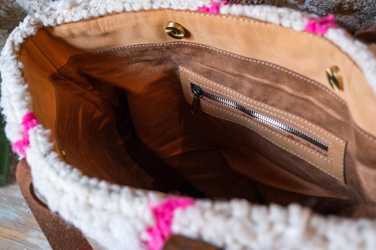 Leather & Beni Ouarain Rug Bag with Leather Straps