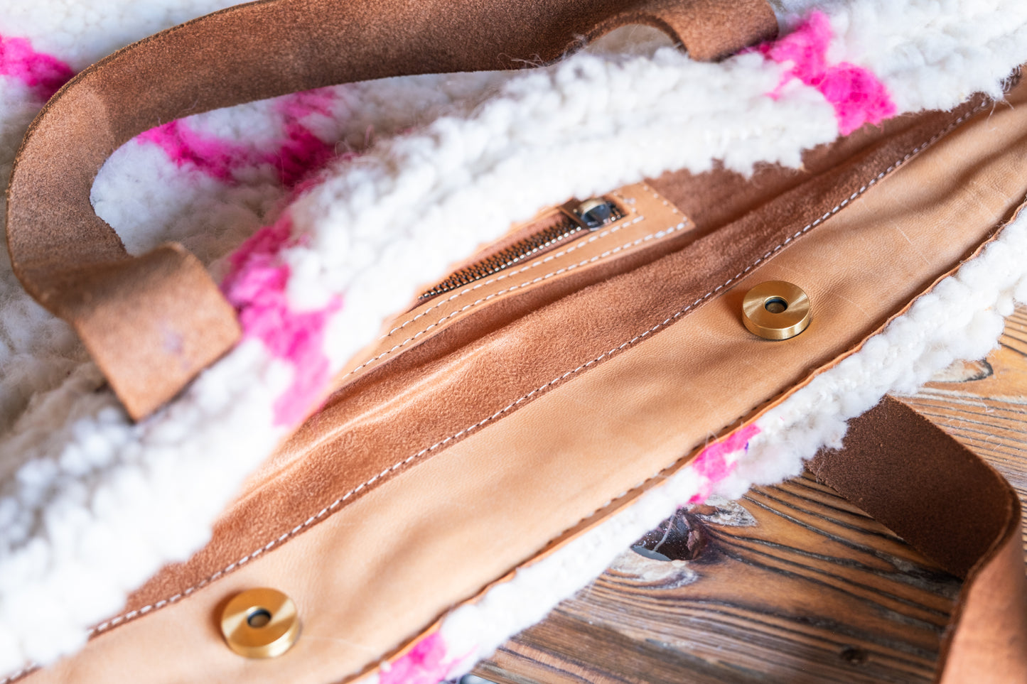 Leather & Beni Ouarain Rug Bag with Leather Straps