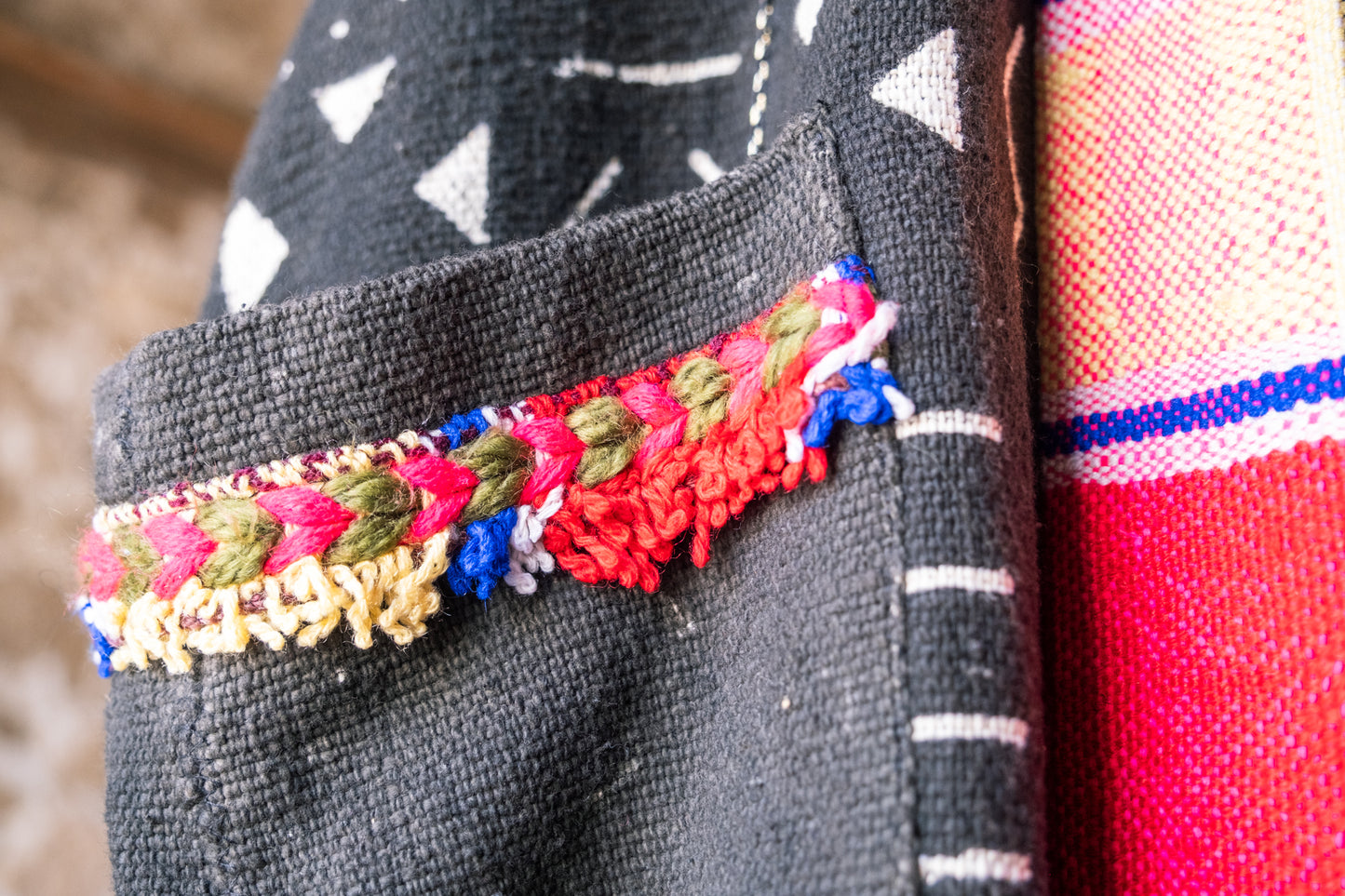 Unisex up-cycled Overcoat with back embroidery panels