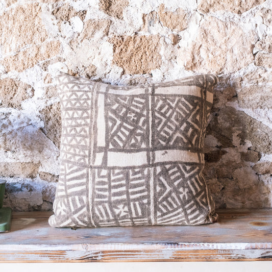 Handprinted Authentic African Textile Throw Pillow Cover