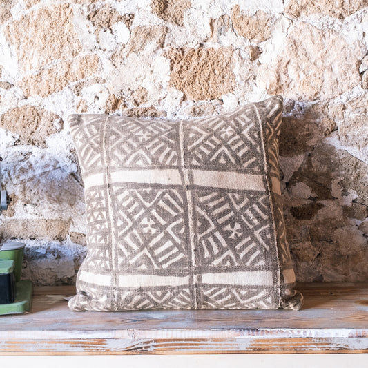 Handprinted Authentic African Textile Throw Pillow Cover